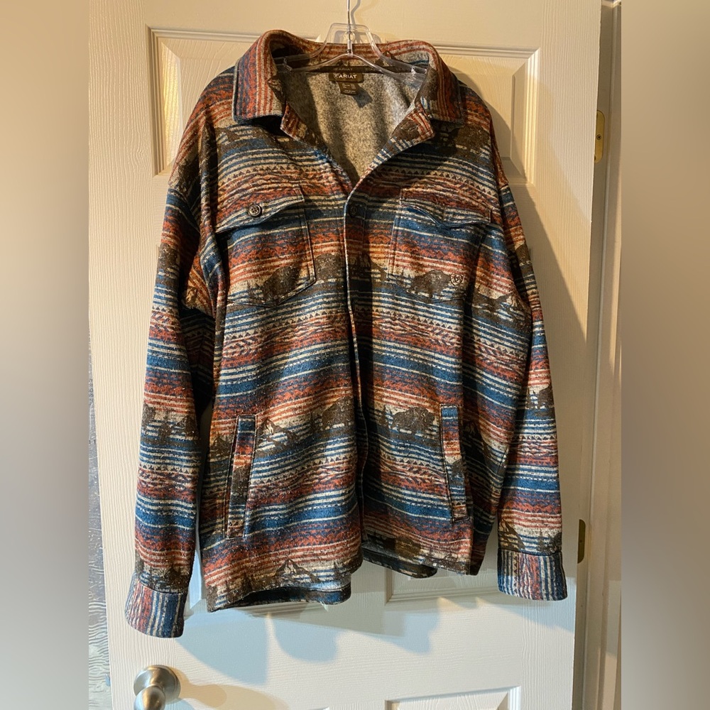 Ariat Multicolor Striped Lightweight Shirt Jacket - Blue, Brown, Tan
